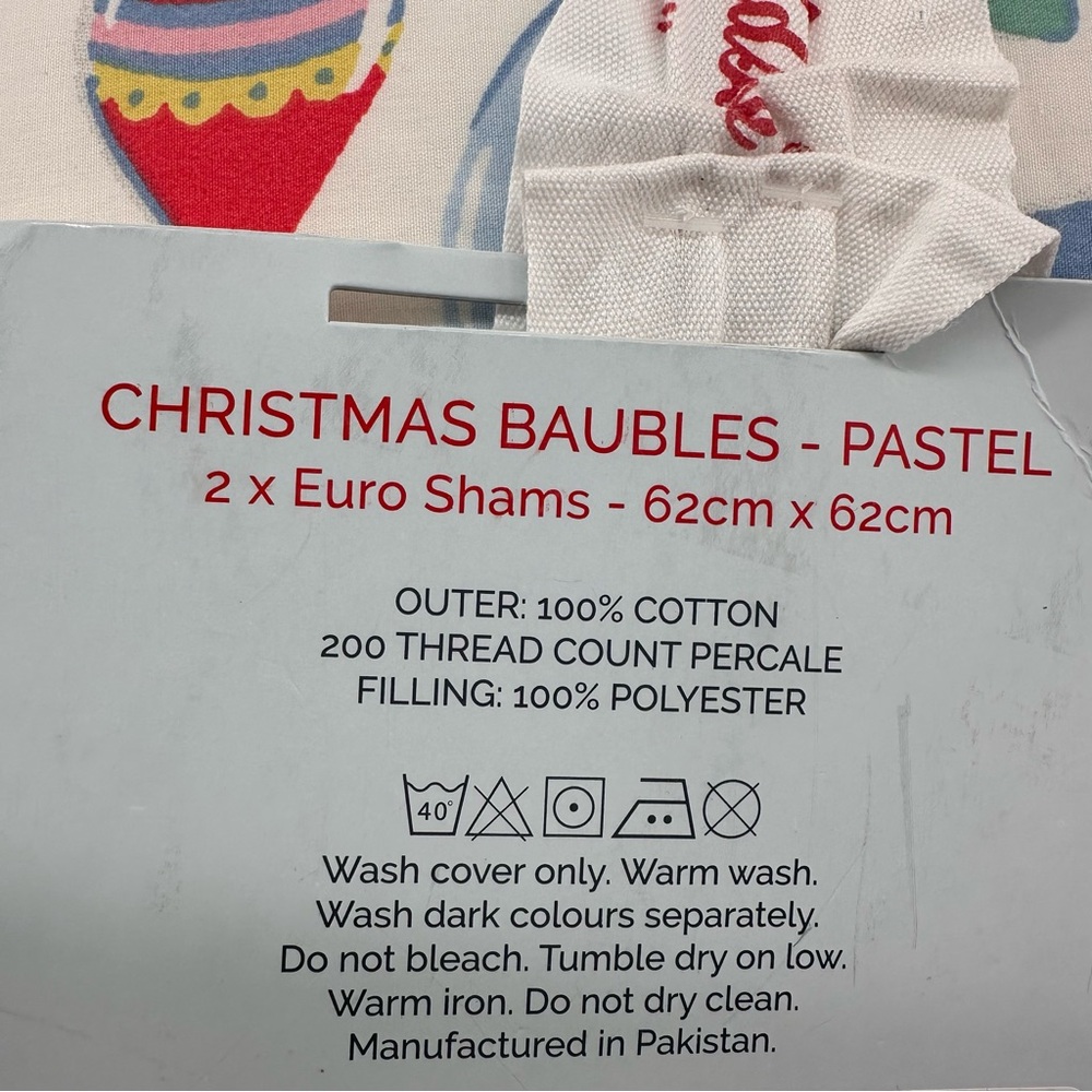 Cath Kidston London  2‎ Christmas Baubles Pastel Euro Shams new - Picture 4 of 4